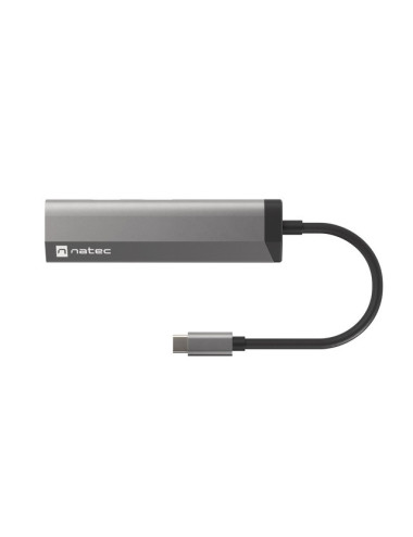 Natec Multi-Port Adapter Fowler Slim 0.15 m, Grey, USB Type-C