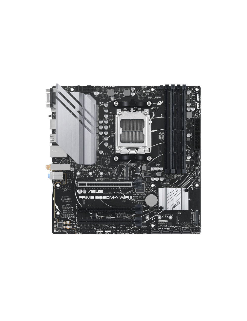 Asus PRIME B650M-A WIFI II Processor family AMD, Processor socket AM5, DDR5 DIMM, Memory slots 4, Supported hard disk drive inte