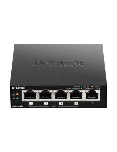 D-Link | Switch | DGS-1005P | Unmanaged | Desktop | Gigabit Ethernet (copper) ports quantity 5 | Power over Ethernet (PoE) ports