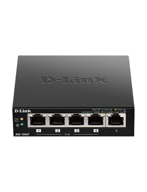 D-Link | Switch | DGS-1005P | Unmanaged | Desktop | Gigabit Ethernet (copper) ports quantity 5 | Power over Ethernet (PoE) ports