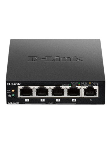 D-Link | Switch | DGS-1005P | Unmanaged | Desktop | Gigabit Ethernet (copper) ports quantity 5 | Power over Ethernet (PoE) ports