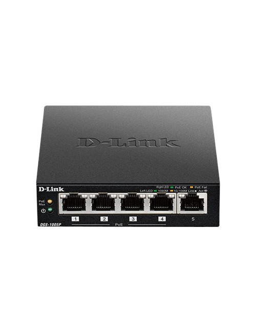 D-Link | Switch | DGS-1005P | Unmanaged | Desktop | Gigabit Ethernet (copper) ports quantity 5 | Power over Ethernet (PoE) ports