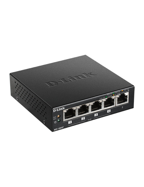 D-Link | Switch | DGS-1005P | Unmanaged | Desktop | Gigabit Ethernet (copper) ports quantity 5 | Power over Ethernet (PoE) ports