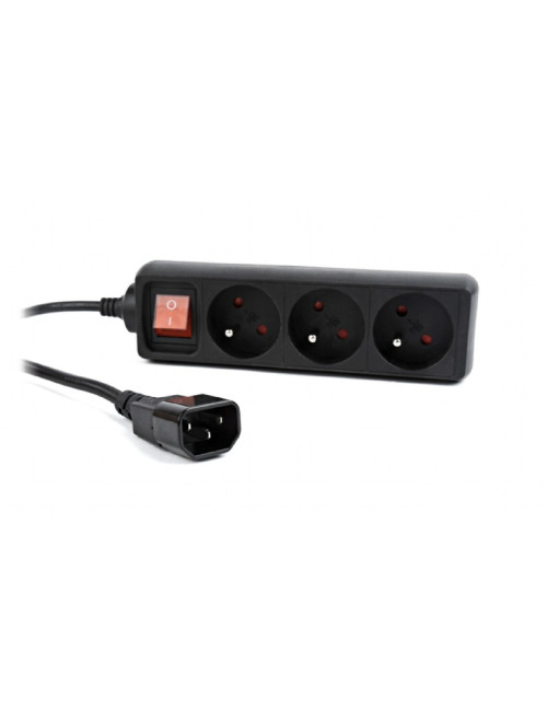 EnerGenie EG-PSU3F-01 UPS power strip, 3 FR sockets, 10 A, C14 plug, 0.6 m cable, black | EnerGenie
