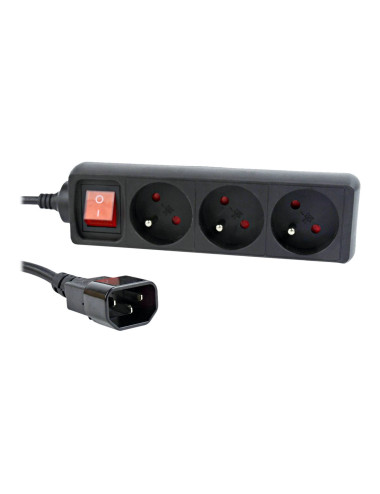 EnerGenie EG-PSU3F-01 UPS power strip, 3 FR sockets, 10 A, C14 plug, 0.6 m cable, black | EnerGenie