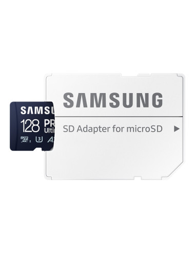 Samsung | MicroSD Card | PRO Ultimate | 128 GB | microSDXC Memory Card | Flash memory class U3, V30, A2 | SD adapter