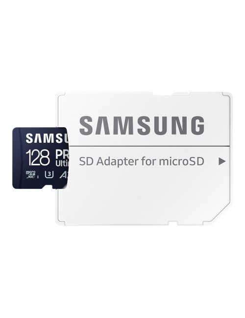 Samsung | MicroSD Card | PRO Ultimate | 128 GB | microSDXC Memory Card | Flash memory class U3, V30, A2 | SD adapter