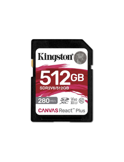 Kingston SDXC II V60 React Plus | SDR2V6/512GB | 512 GB | SDXC | Flash memory class Class 10, UHS-II, U3, V60