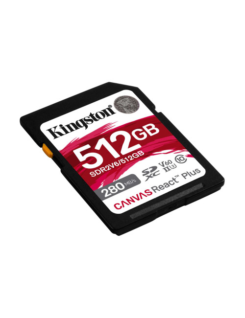 Kingston SDXC II V60 React Plus | SDR2V6/512GB | 512 GB | SDXC | Flash memory class Class 10, UHS-II, U3, V60
