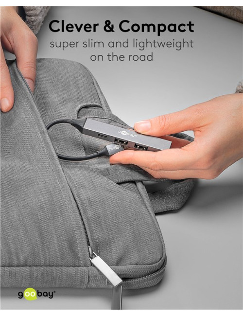 Goobay Slim 4-Port USB Hub, USB-C to USB-C/USB-A, 5 Gbit/s | 74459