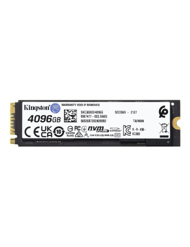 Kingston | SSD | KC3000 | 4096 GB | SSD form factor M.2 2280 | Solid-state drive interface PCIe NVMe Gen 4.0 x 4 | Read speed 70