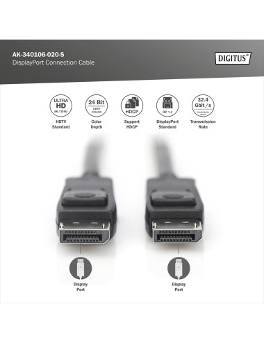 Digitus Connection Cable | AK-340106-020-S | DisplayPort to DisplayPort