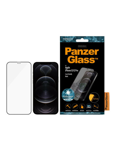 PanzerGlass | Apple | For iPhone 12/12 Pro | Glass | Black | 100% touch The coating is non-toxic | Case Friendly