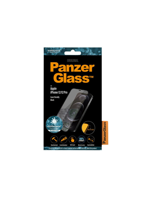 PanzerGlass | Apple | For iPhone 12/12 Pro | Glass | Black | 100% touch The coating is non-toxic | Case Friendly