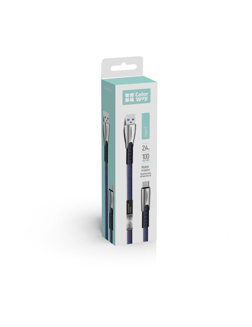 ColorWay Cable USB Type-C (Zinc Aalloy) 2.4А, 1m | CW-CBUC012-BL