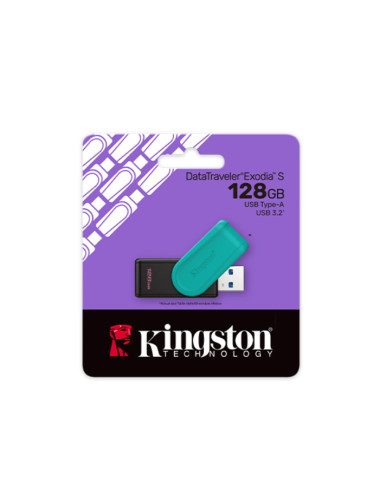 Kingston USB Flash Drive | DataTraveler Exodia S | 128 GB | USB 3.2 Gen 1 | Black/Turquoise