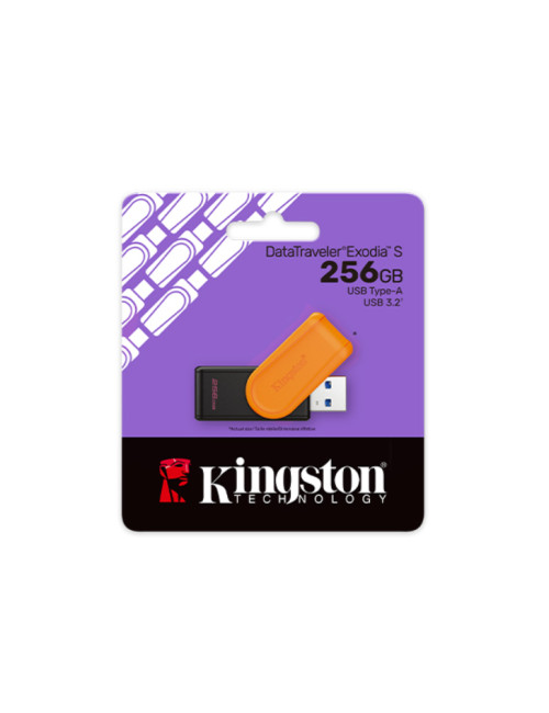 Kingston USB Flash Drive | DataTraveler Exodia S | 256 GB | USB 3.2 Gen 1 | Black/Orange
