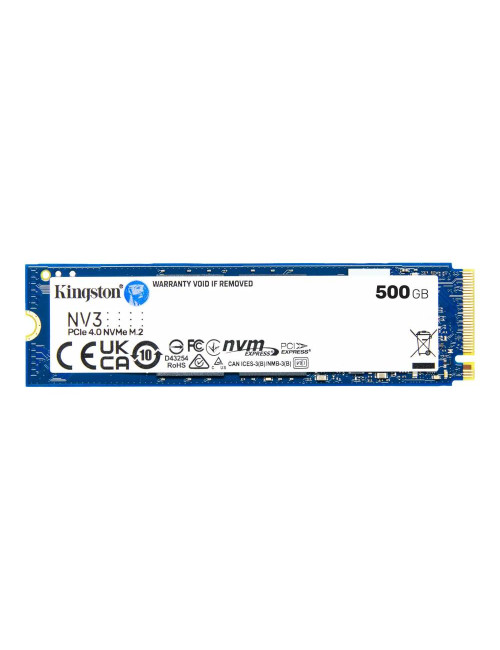 SSD|KINGSTON|NV3|500GB|M.2|PCIE|NVMe|3D NAND|Write speed 3000 MBytes/sec|Read speed 5000 MBytes/sec|TBW 160 TB|MTBF 200000 hours