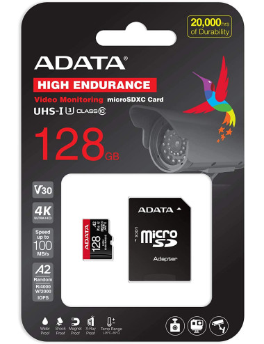 ADATA | AUSDX128GUI3V30SHA2-RA1 Memory Card | 128 GB | MicroSDXC | Flash memory class 10 | Adapter