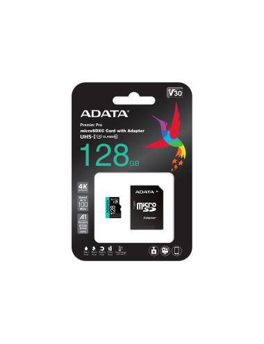 ADATA | Premier Pro | UHS-I U3 | 128 GB | micro SDXC | Flash memory class 10 | with Adapter