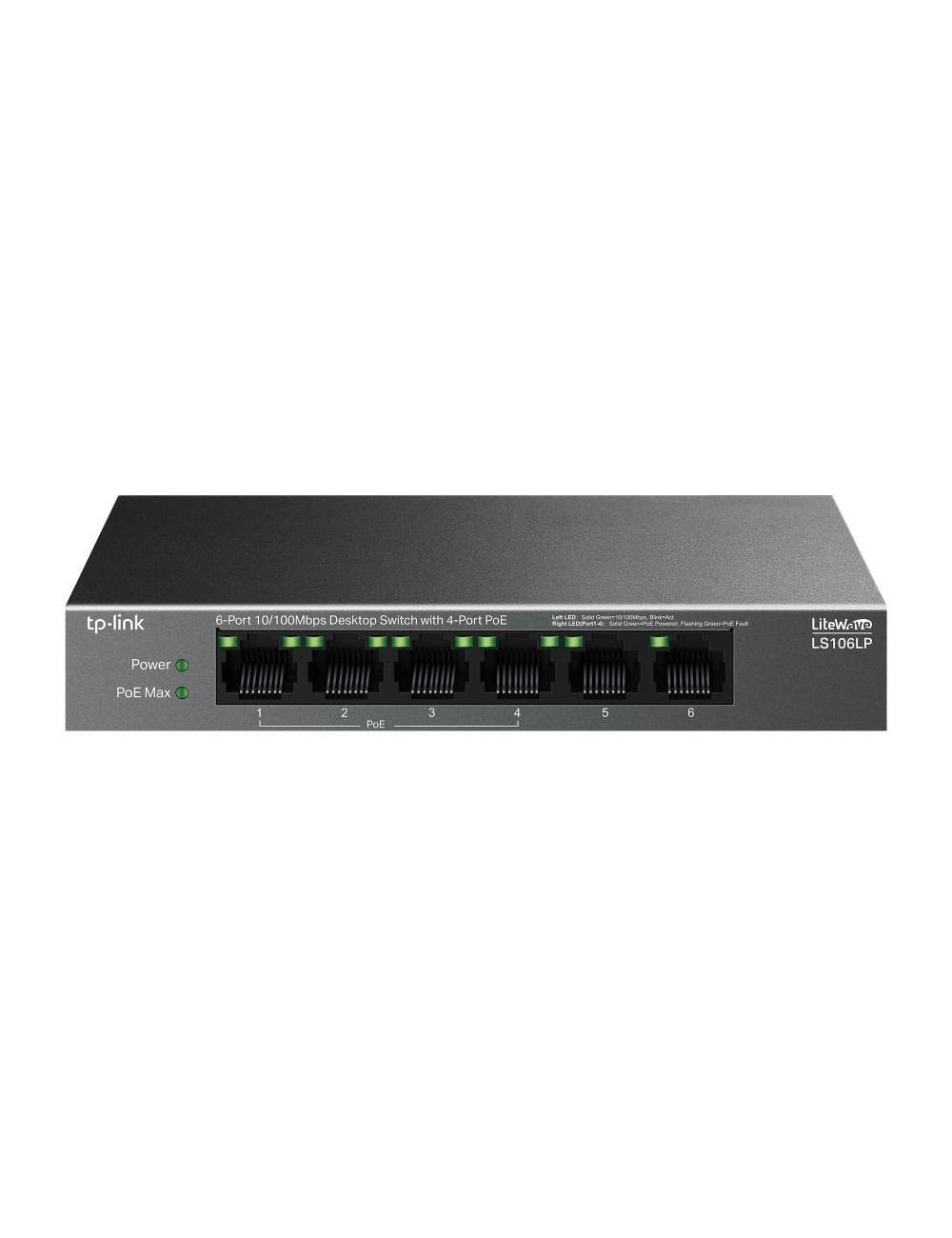 Switch|TP-LINK|LS106LP|Desktop/pedestal|6x10Base-T / 100Base-TX|PoE ports 4|LS106LP