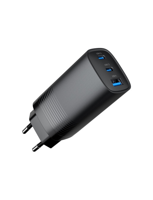 Cablexpert 3-port 65 W GaN USB PowerDelivery fast charger | TA-UC-PDQC65-01-BK