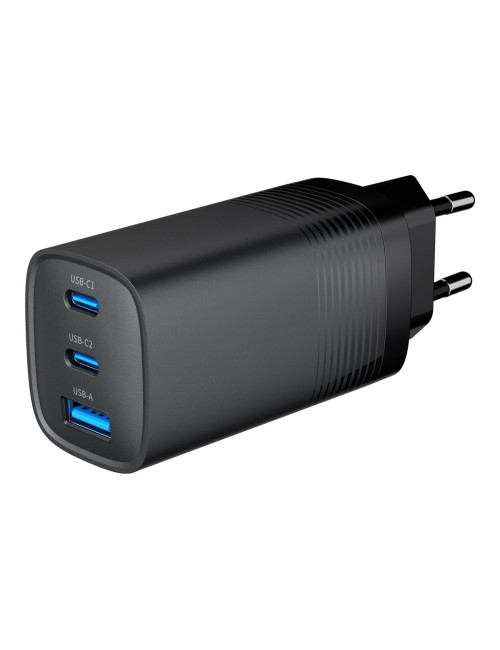 Cablexpert 3-port 65 W GaN USB PowerDelivery fast charger | TA-UC-PDQC65-01-BK