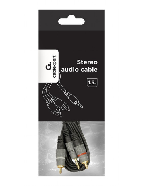 Cablexpert 3.5 mm stereo plug to 2xRCA plugs, gold-plated connectors, 1.5 | CCA-352-1.5M