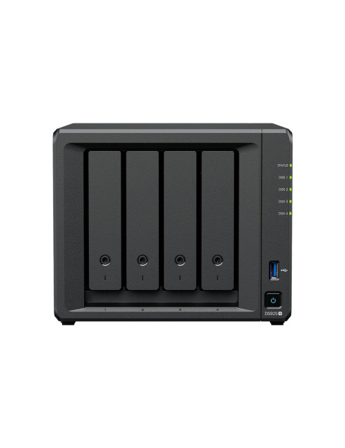 Synology NAS | DS925+ | AMD Ryzen | V1500B | Processor frequency 2.2 GHz | 4 GB | DDR4 ECC SODIMM | Black