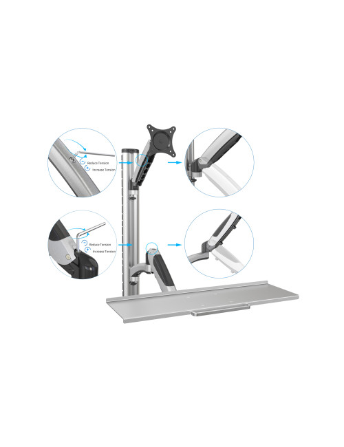 Digitus | Wall mount | Workstation | Adjustable Height, Tilt, Swivel | 27 " | Maximum weight (capacity) 6 kg | Silver