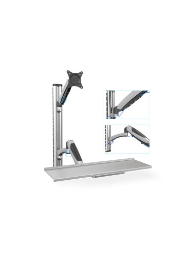 Digitus | Wall mount | Workstation | Adjustable Height, Tilt, Swivel | 27 " | Maximum weight (capacity) 6 kg | Silver