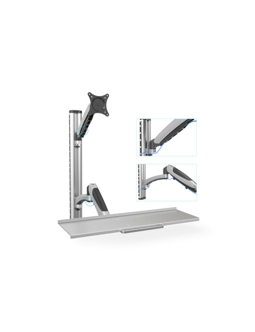 Digitus | Wall mount | Workstation | Adjustable Height, Tilt, Swivel | 27 " | Maximum weight (capacity) 6 kg | Silver