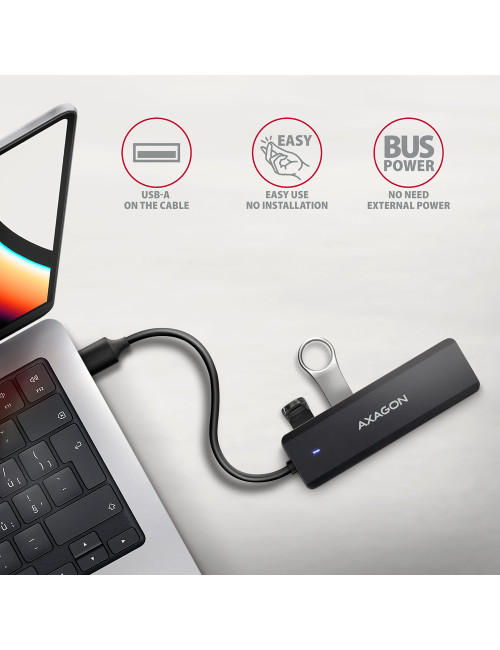 AXAGON Travel four-port USB-A 5Gbps hub | HUE-C1A