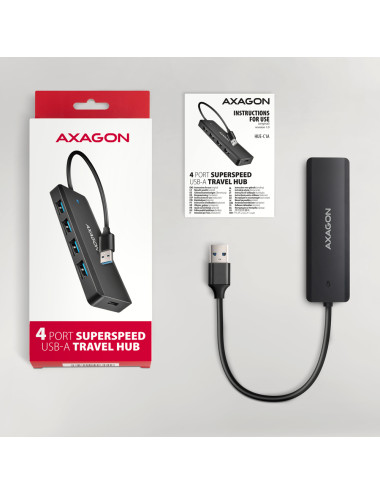AXAGON Travel four-port USB-A 5Gbps hub | HUE-C1A