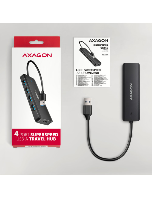 AXAGON Travel four-port USB-A 5Gbps hub | HUE-C1A