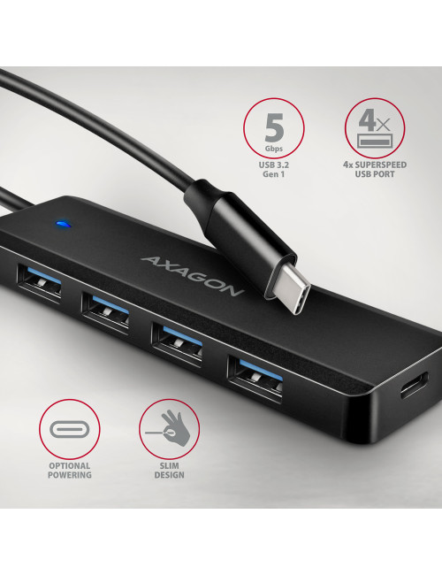 AXAGON Travel four-port USB-C 5Gbps hub | HUE-C1C