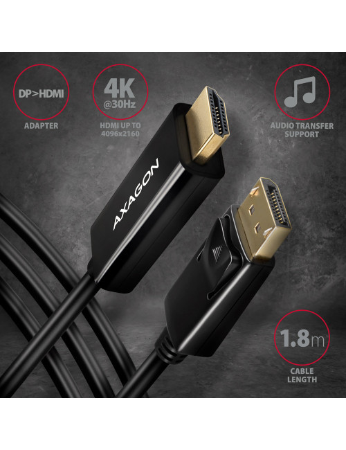 AXAGON | Active cable | DisplayPort to HDMI | 1.8 m