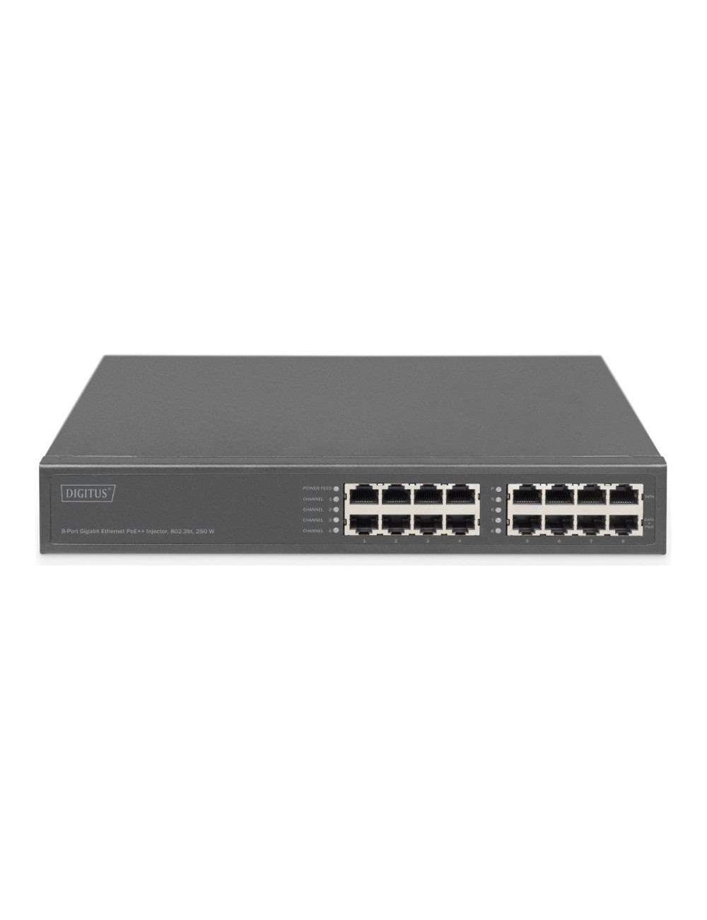 8-Port Gigabit Ethernet PoE Injector, 802.3bt, 250 W | DN-95118