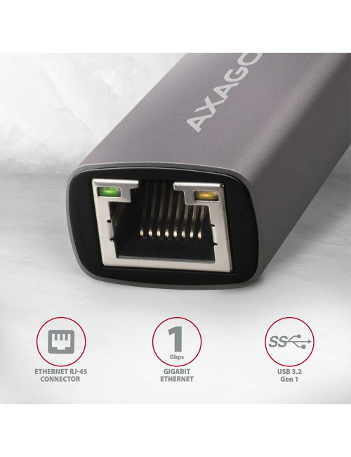 AXAGON ADE-TRC Compact aluminum USB-C 3.2 Gen 1 Gigabit Ethernet 10/100/1000Mbit adapter with automatic installation