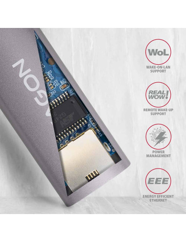 AXAGON ADE-TRC Compact aluminum USB-C 3.2 Gen 1 Gigabit Ethernet 10/100/1000Mbit adapter with automatic installation