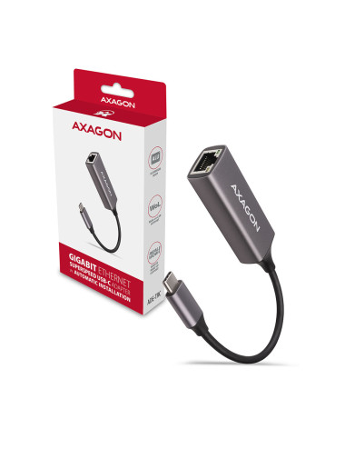 AXAGON ADE-TRC Compact aluminum USB-C 3.2 Gen 1 Gigabit Ethernet 10/100/1000Mbit adapter with automatic installation