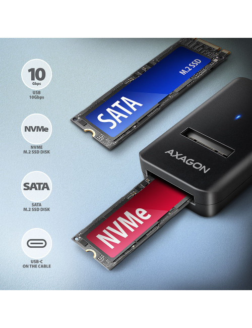 AXAGON USB-C 10Gbps adapter for fast connection of M.2 NVMe and SATA SSD, USB-C cable 10 cm | ADM2-CM