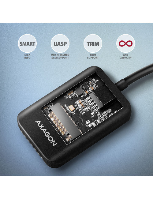 AXAGON USB-C 10Gbps adapter for fast connection of M.2 NVMe and SATA SSD, USB-C cable 10 cm | ADM2-CM