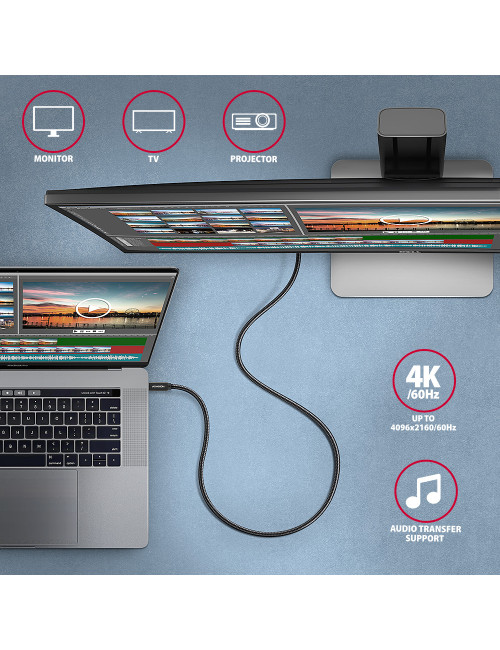 AXAGON Data and charging USB 2.0 cable, 1.5 m | BUCM32-CM15AB | USB-C to USB-C