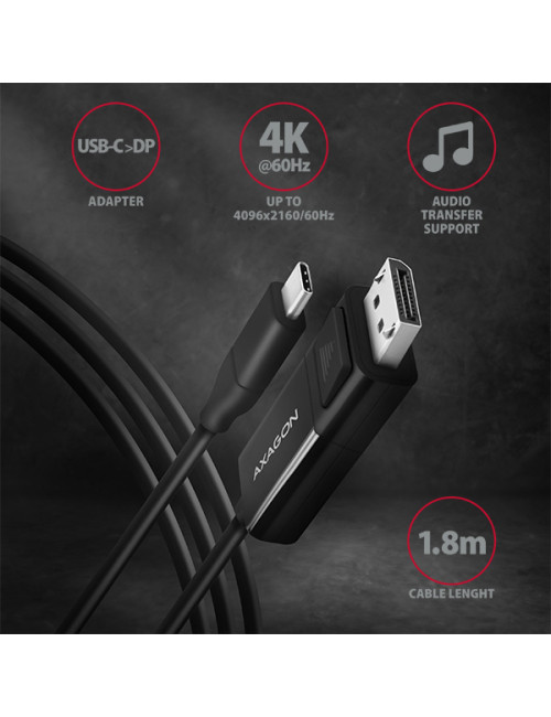 AXAGON Active cable | USB-C to DisplayPort | 1.8 m