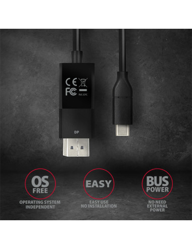 AXAGON Active cable | USB-C to DisplayPort | 1.8 m