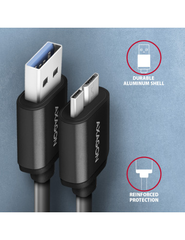 AXAGON Data and charging cable, 1 m | BUMM3-AM10AB | USB Type A to USB Type Micro-B