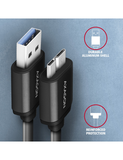 AXAGON Data and charging cable, 1 m | BUMM3-AM10AB | USB Type A to USB Type Micro-B