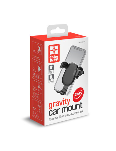 ColorWay | Metallic Gravity Holder For Smartphone | Adjustable | Clamp | Black | Fixation of the smartphone in one motion. Compa