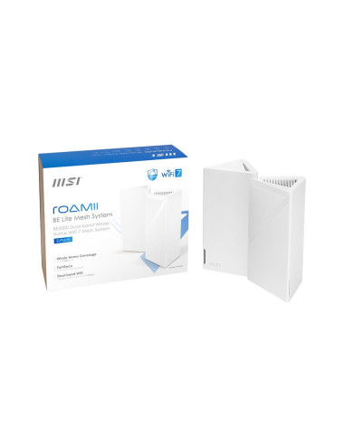 Wireless Router|MSI|2-pack|5000 Mbps|Mesh|Wi-Fi 5|Wi-Fi 6|Wi-Fi 7|IEEE 802.11a|IEEE 802.11b|IEEE 802.11g|MRBE50-2PK